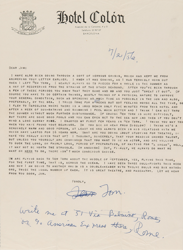 Lot 370 Tennessee Williams Typed Letter Signed as 
