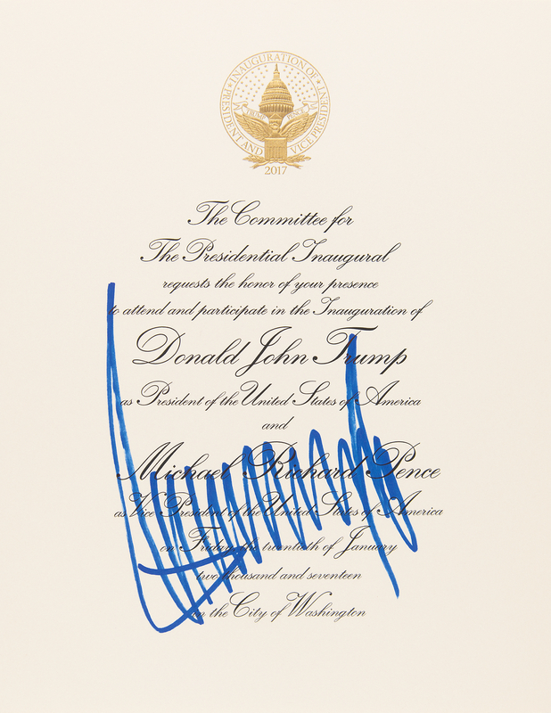 Lot 86 Donald Trump Signed 2017 Presidential Inauguration Invitation
