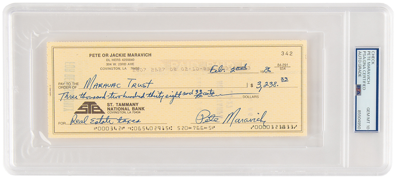Lot 737 'Pistol' Pete Maravich Signed Check