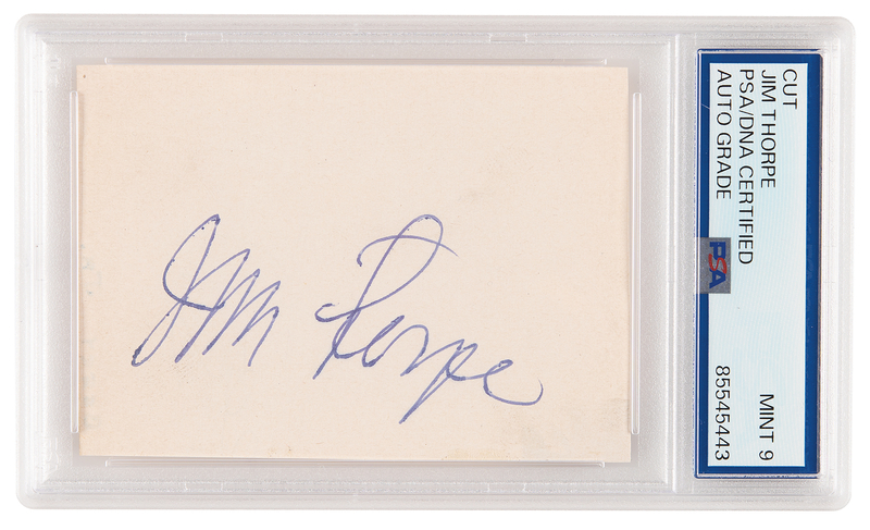 Lot 660 Jim Thorpe Signature - PSA MINT 9