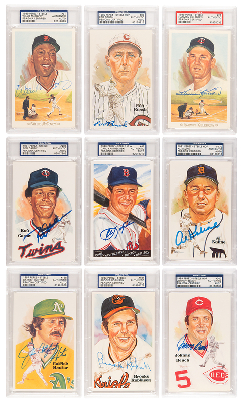 Lot 685 Baseball Hall of Famers (20) Signed Perez-Steele Cards with Bench, McCovey, and Yastrzemski
