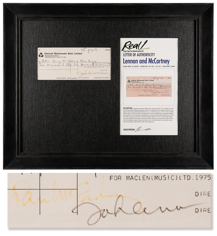 Lot 384 Beatles: Lennon and McCartney Signed Check