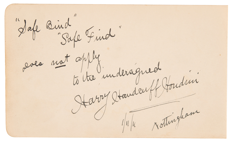 Lot 452 Harry Houdini Autograph Quote Signed - 