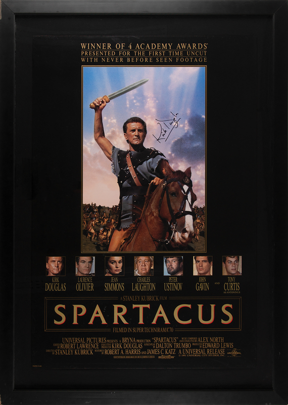 Lot 519 Kirk Douglas Signed Oversized Poster - Spartacus (27˝ x 40˝)