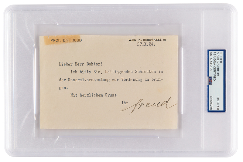 Lot 128 Sigmund Freud Typed Letter Signed - PSA NM-MT 8