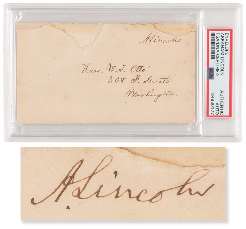 Lot 8 Abraham Lincoln Signed Free Frank to William Tod Otto - Friend, Indiana Lawyer, and Cabinet Member