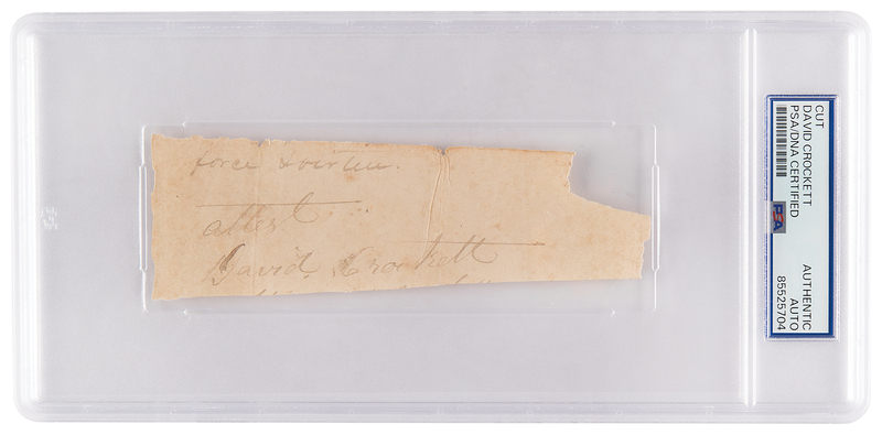 Lot 135 David Crockett Signature, Certified by His Son