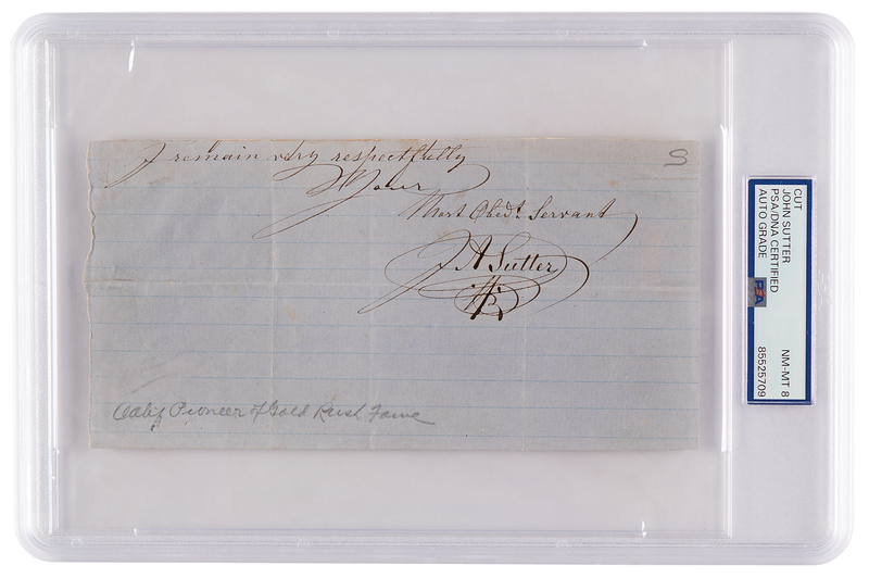 Lot 137 California Gold Rush: John Sutter Signature - PSA NM-MT 8