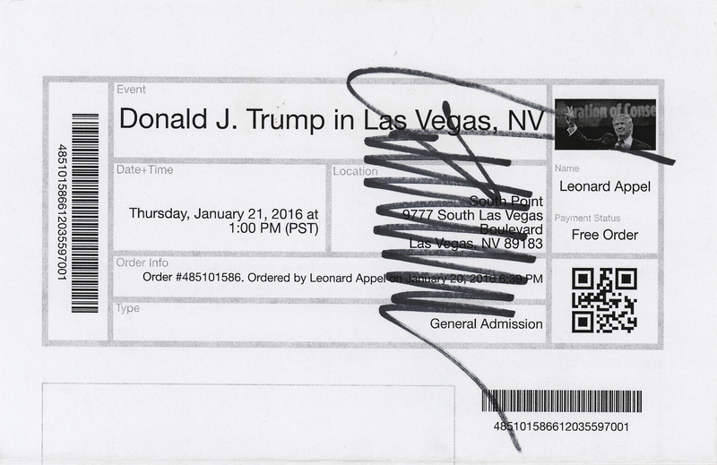 Lot 93 Donald Trump Signed Campaign Rally Pass