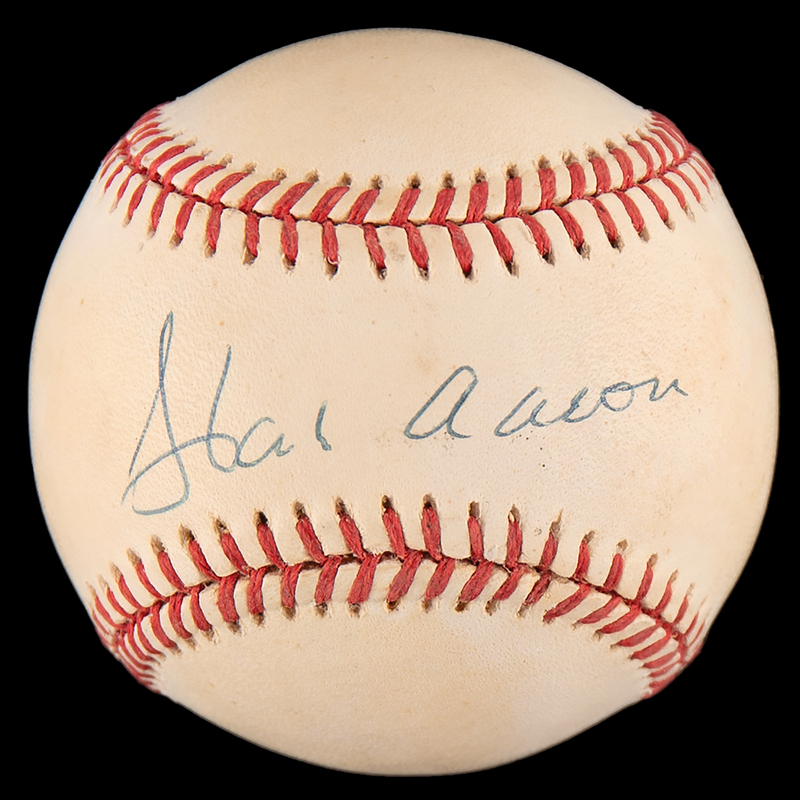 Lot 671 Hank Aaron Signed Baseball