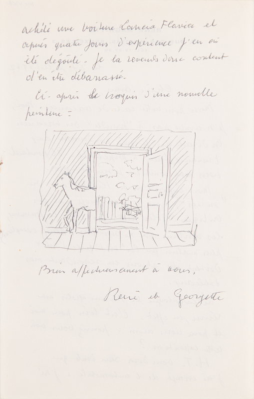 Lot 291 Rene Magritte Autograph Letter Signed with Surrealist Sketch: 