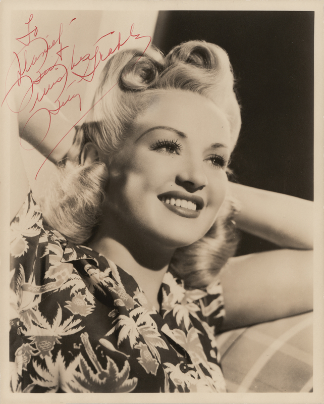 Lot 538 Betty Grable Signed Photograph