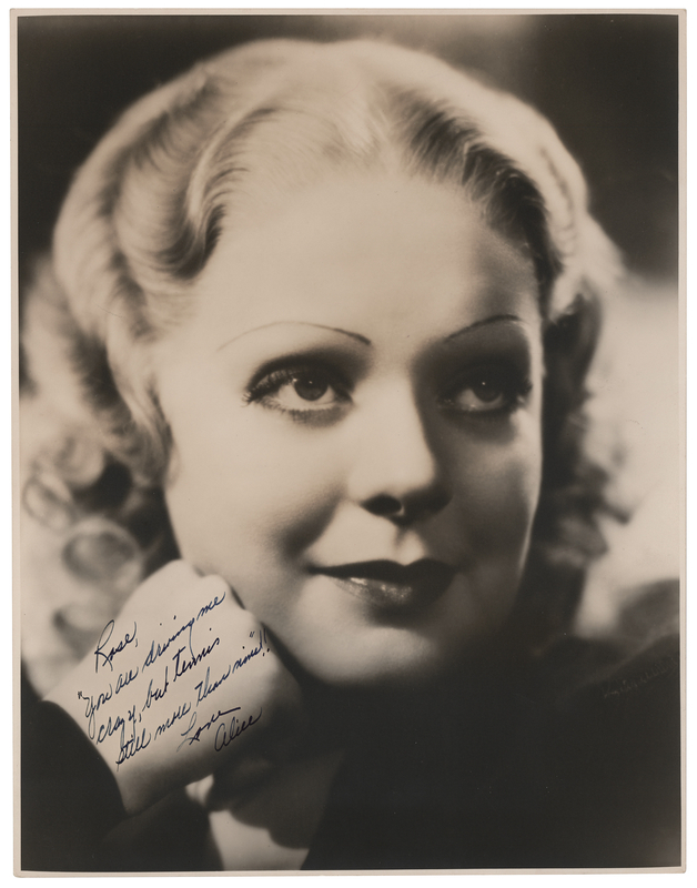 Lot 525 Alice Faye Oversized Signed Photograph