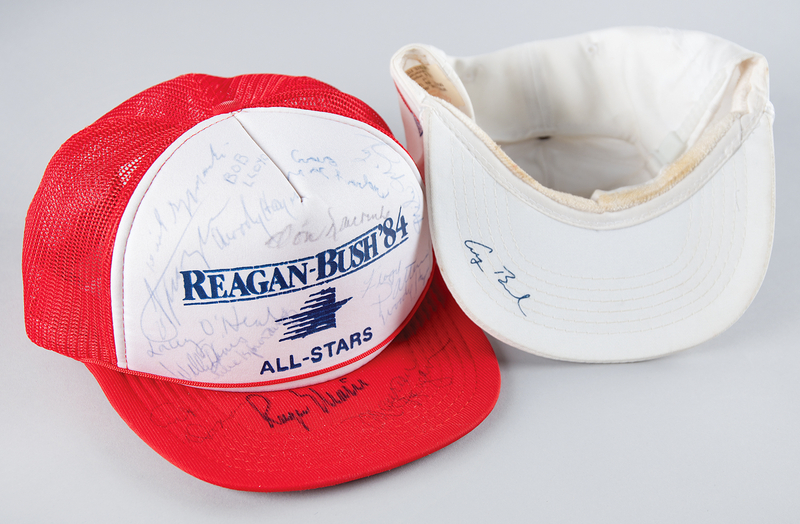 Lot 741 Roger Maris, Joe Frazier, and Floyd Patterson Signed Hat - Reagan-Bush '84 All-Stars