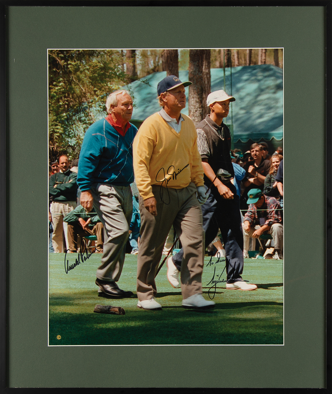 Lot 774 Tiger Woods, Arnold Palmer, and Jack Nicklaus Signed Oversized Photograph