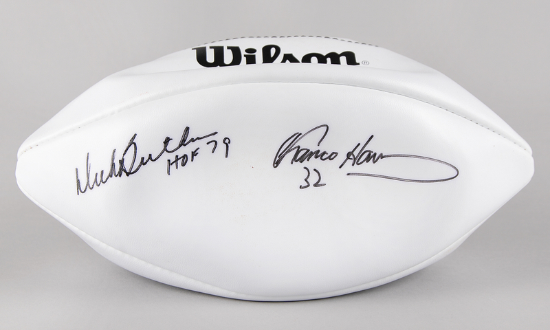 Lot 695 Dick Butkus and Franco Harris Signed Football