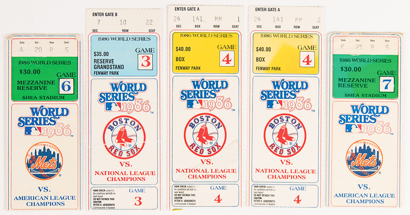 Lot 669 Boston Red Sox and New York Mets: 1986 World Series (5) Ticket Stubs