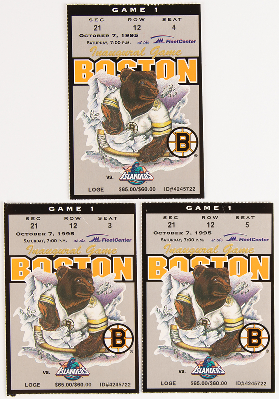 Lot 670 Boston Bruins: 1995 FleetCenter Inaugural Game (3) Ticket Stubs