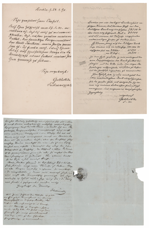 Lot 270 Helmuth von Moltke (3) Autograph Letters Signed: 