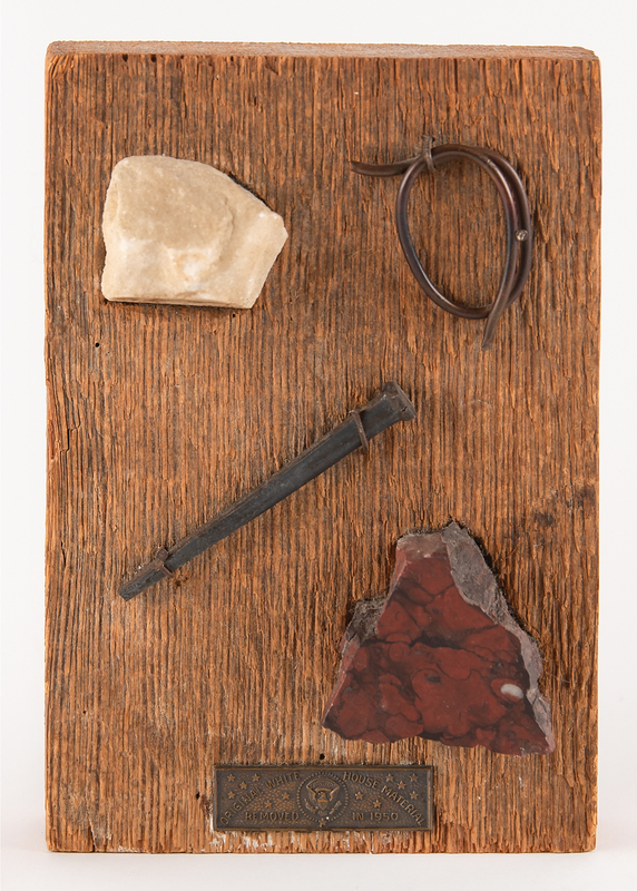 Lot 95 White House 1950 Renovation Relics: Nail, Wire, and (2) Stones