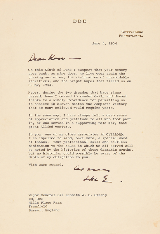 Lot 18 Dwight D. Eisenhower Typed Letter Signed on the 20th Anniversary of the Normandy Invasion, Recalling 
