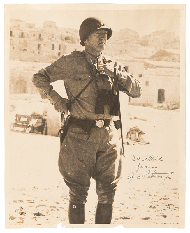 Lot 249 George S. Patton Signed Photograph: The Only One Known of the General Actually Under Fire
