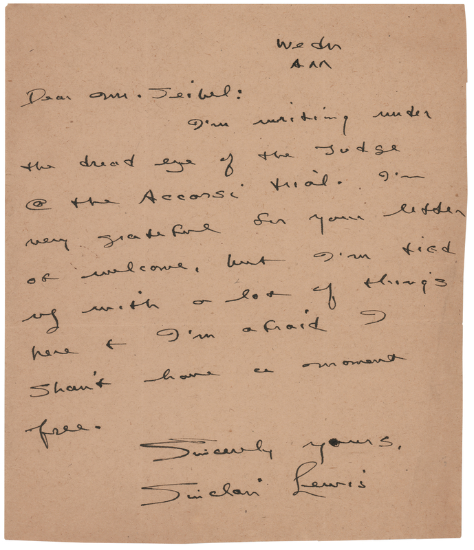 Lot 355 Sinclair Lewis Autograph Letter Signed