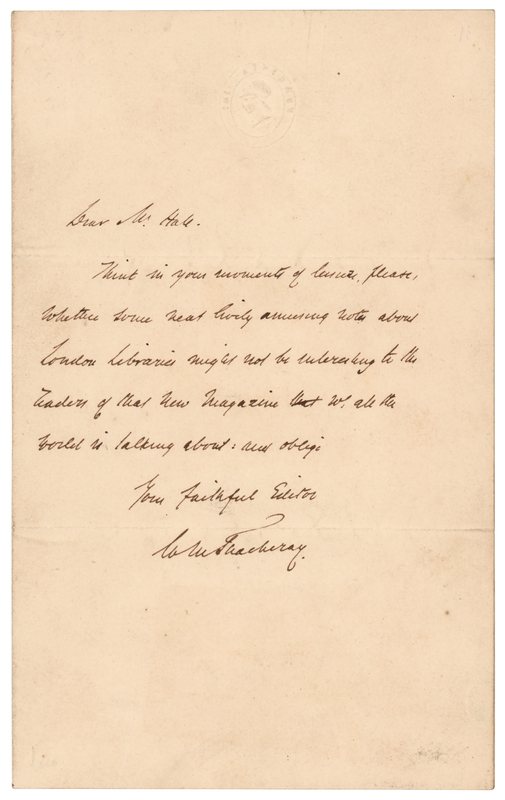 Lot 366 William Makepeace Thackeray Autograph Letter Signed