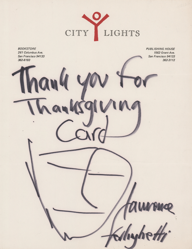 Lot 345 Lawrence Ferlinghetti Original Sketch