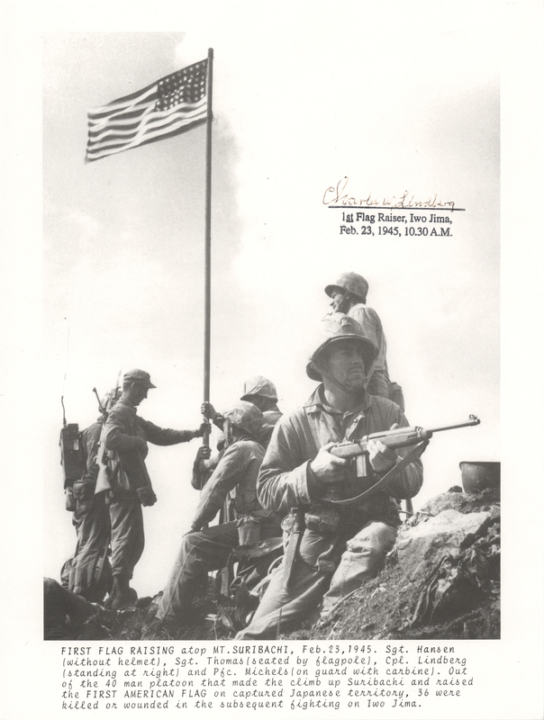 Lot 265 Iwo Jima: Charles W. Lindberg Signed Photograph