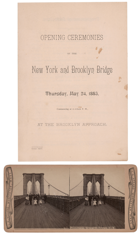 Lot 300 Brooklyn Bridge: Opening Ceremonies Program and Stereoview