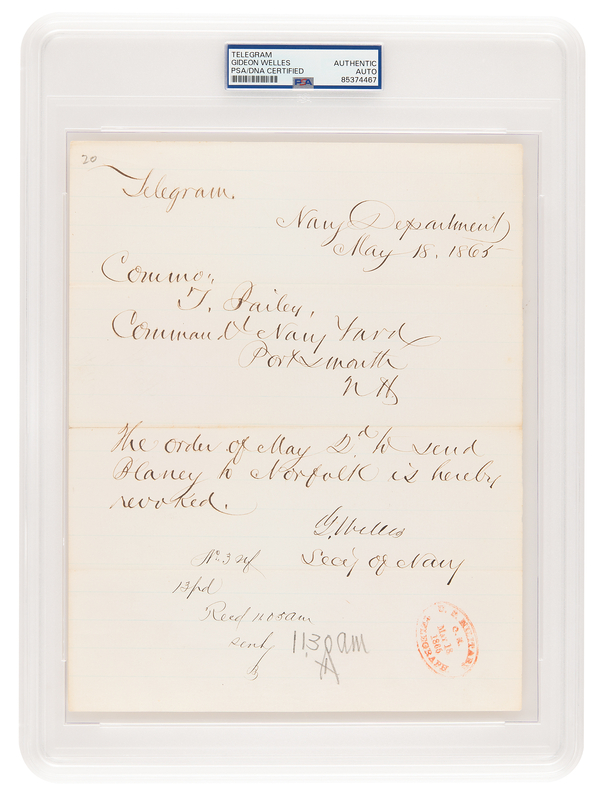 Lot 237 Gideon Welles Civil War-Dated Letter Signed