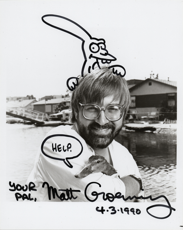 Lot 325 Matt Groening Signed Photograph with Sketch