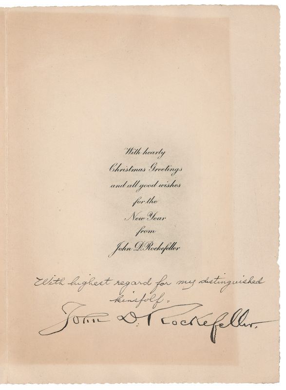 Lot 221 John D. Rockefeller Signed Christmas Card