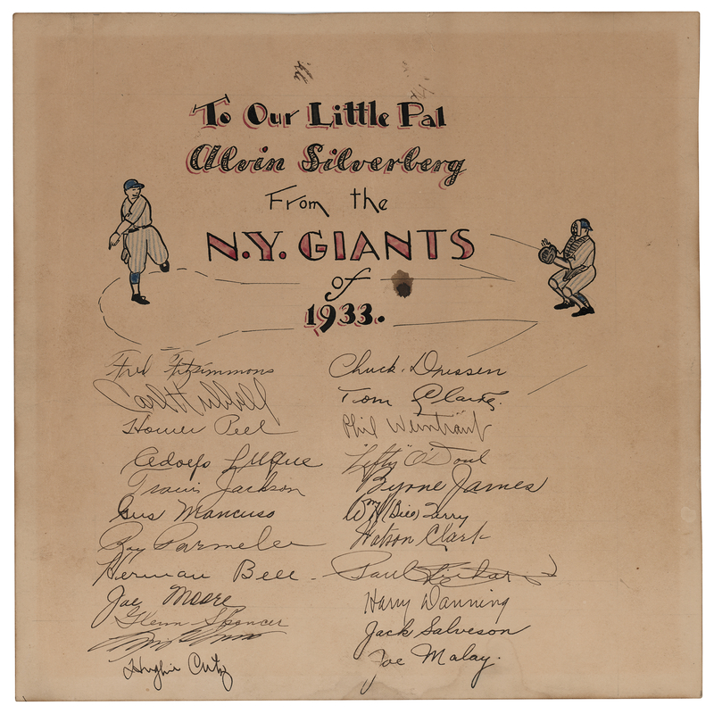 Lot 748 NY Giants: 1933 Multi-Signed (23) Card