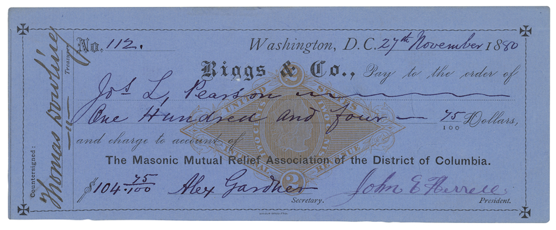 Lot 304 Alexander Gardner Signed Check