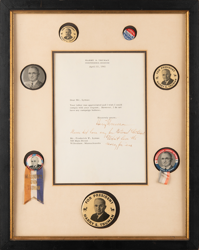 Lot 82 Harry S. Truman Typed Letter Signed