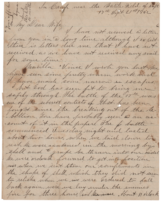 Lot 240 Battle of Antietam: Lyman Nicholas Handwritten 'Battlefield' Letter - 