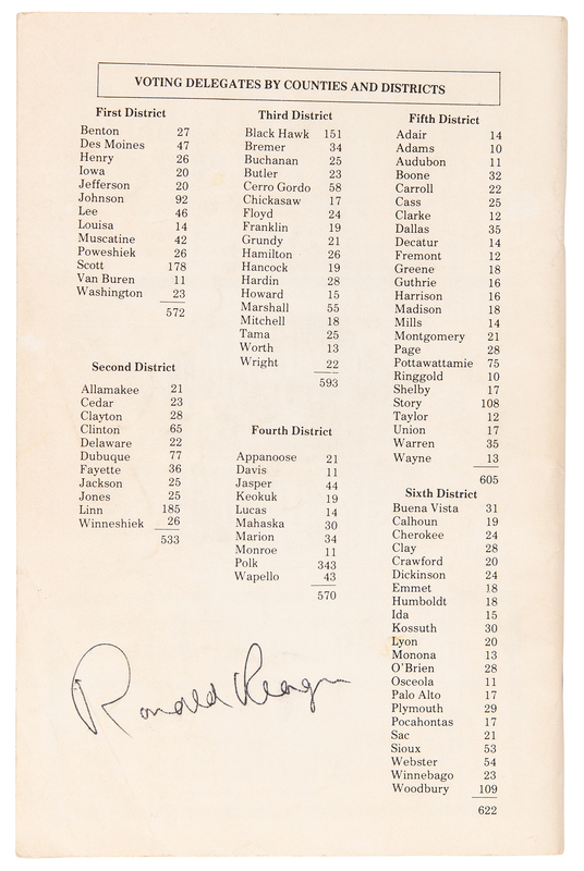 Lot 72 Ronald Reagan Signed 1976 'Republican State Presidential Convention' Program