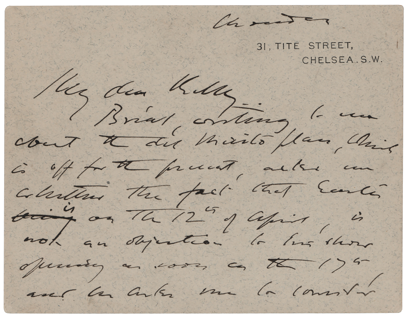 Lot 313 John Singer Sargent Autograph Letter Signed
