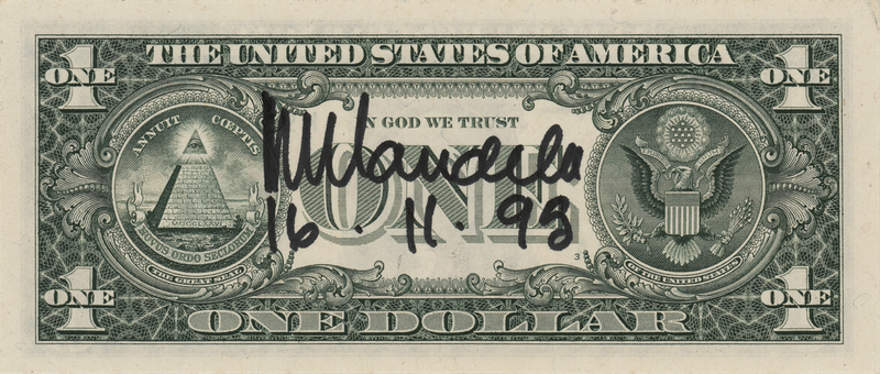 Lot 193 Nelson Mandela Signed $1 Dollar Bill