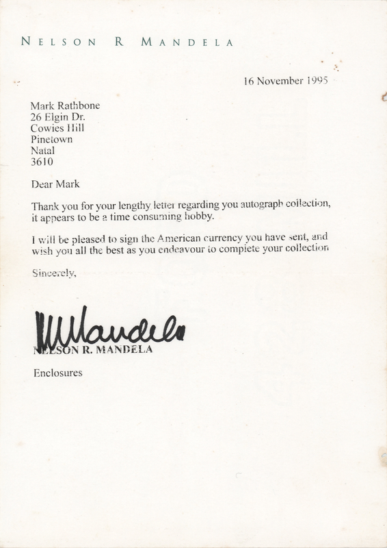 Lot 195 Nelson Mandela Typed Letter Signed