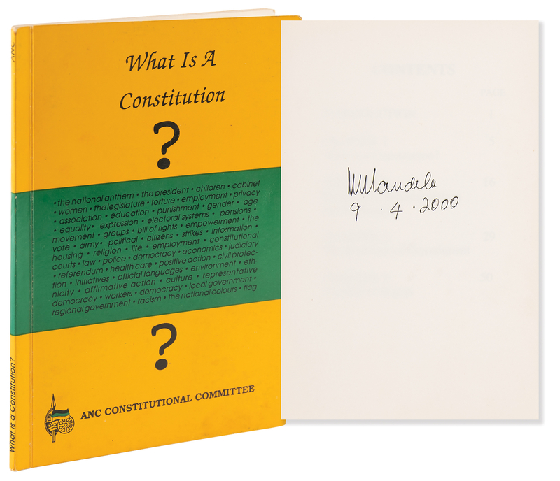 Lot 192 Nelson Mandela Signed Book - What Is A Constitution?