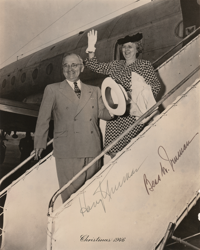 Lot 80 Harry and Bess Truman Signed Photograph - 1946 White House Christmas Gift