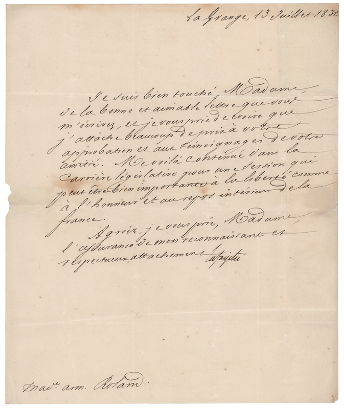 Lot 239 Marquis de Lafayette Letter Signed on a Legislative Session 