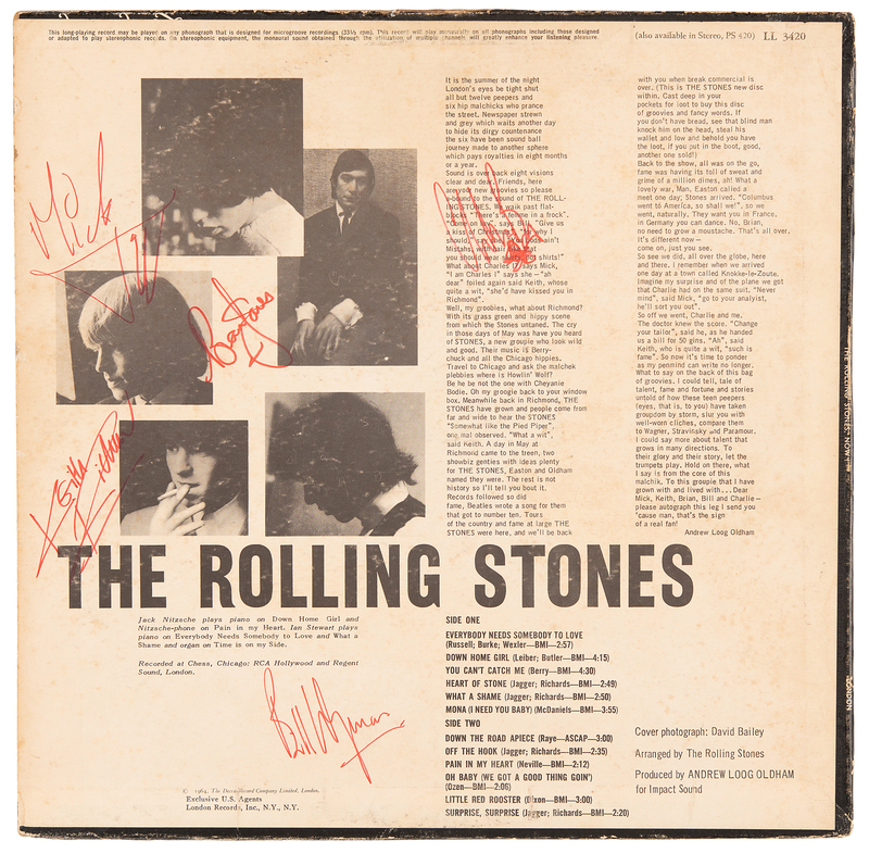 Lot 395 Rolling Stones Signed Album - The Rolling Stones, Now! (Obtained backstage at the Ed Sullivan Show on May 2, 1965)