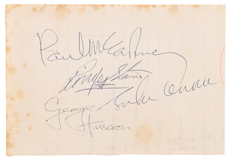 Lot 378 Beatles Signatures - Obtained at the Futurist Theatre in Scarborough, North Yorkshire (August 9, 1964)