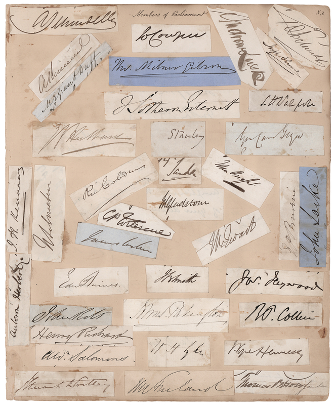 Lot 146 British Members of Parliament (38) Signatures with Gladstone, Cobden, and Bright