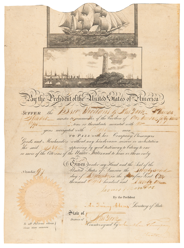 Lot 3 James Monroe and John Quincy Adams Document Signed as President and Secretary of State