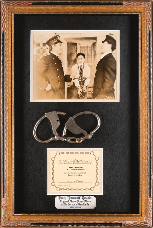 Lot 451 Harry Houdini's Personally Owned J.J. Tower ?Double Lock? Handcuffs - From the Houdini Collection of Sidney Radner